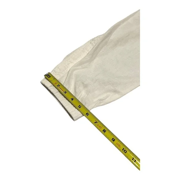 Athleta White Linen Blend Jogger Pants Drawstring Waist Pockets Casual 16 - Picture 9 of 14